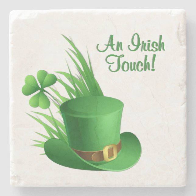 En irländsk touch Leprechaun fyrkantig hatt i gräs Stenunderlägg (Framsidan)