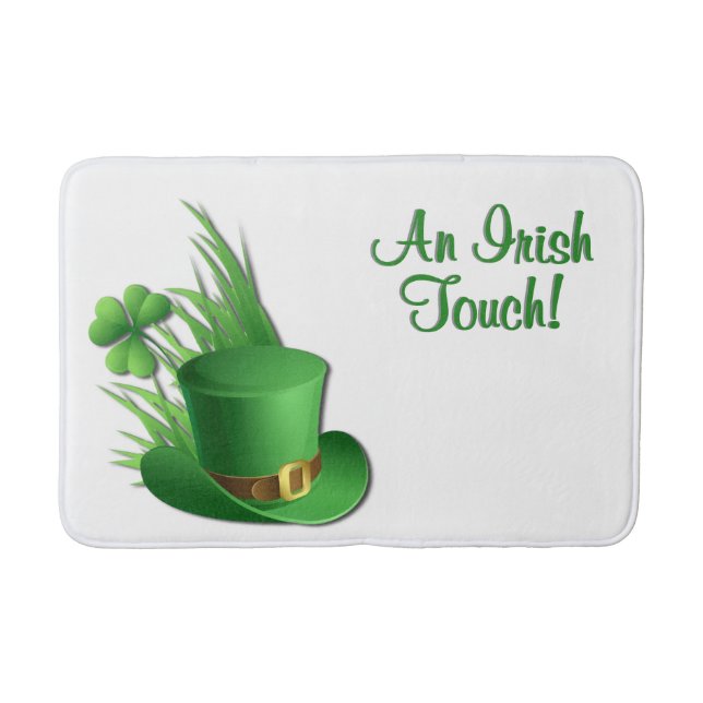 En irländsk touch Leprechaun nejlika hatt i gräs Badrumsmatta (Framsidan)
