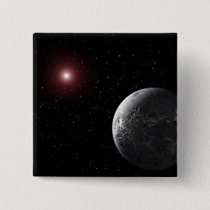 En isig/berusad planet som omger en dym stjärna knapp