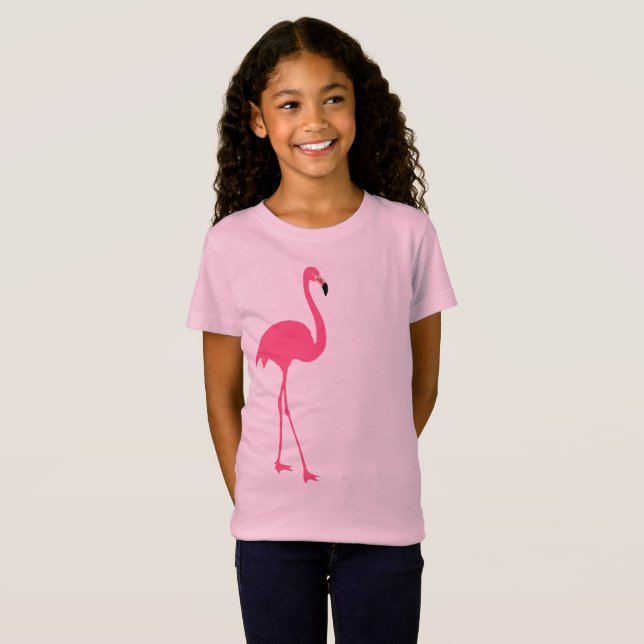 En isolerad gullig rosa flamingo tee shirt (Hel framsida)