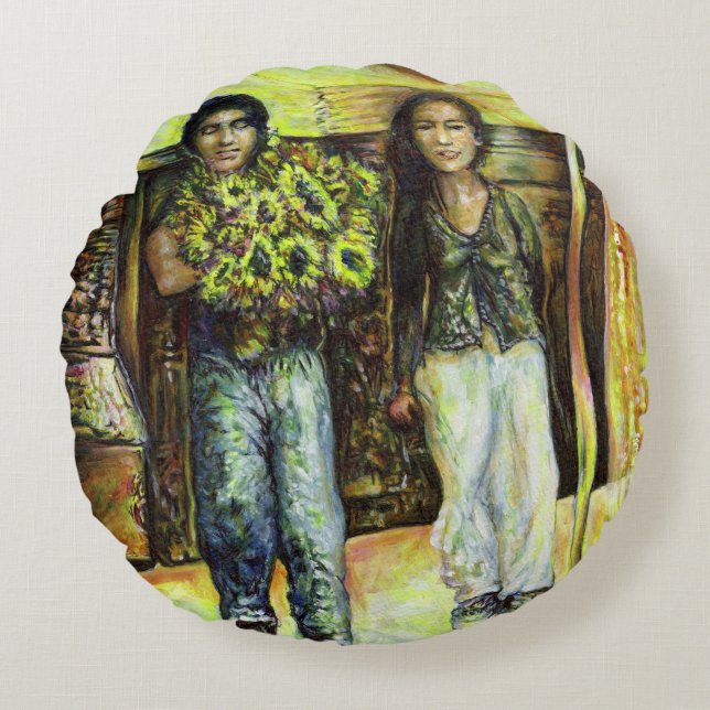 En istinchapeI-fas av en ChaIenge Rund Kudde (Framsidan)