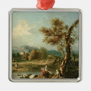 En Italianate flod landskap med handelsresandear Julgransprydnad Metall