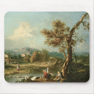 En Italianate flod landskap med handelsresandear Musmatta