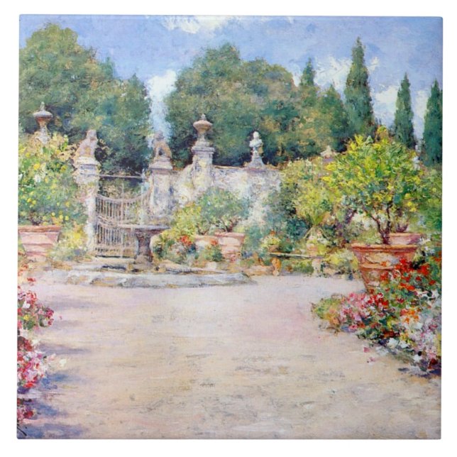 En italiensk garden - William Merritt Chase  Kakelplatta (Framsidan)