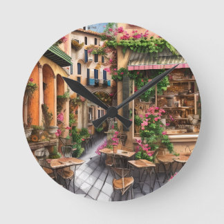 En italiensk gatu-scene tillfällig designserie 23 rund klocka