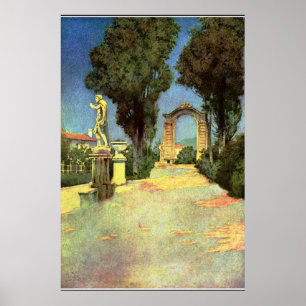 En italiensk trädgård av Maxfield Parrish Poster
