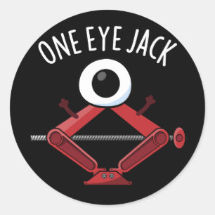 En Jack Funny Jack Öga Pun Mörk BG Runt Klistermärke