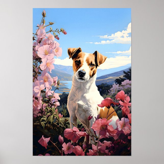En Jack Russell Terrier Blommigt har Poster (Framsidan)