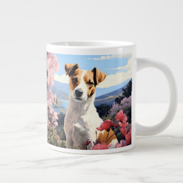 En Jack Russell Terrier Blommigt Haven Jumbo Mugg