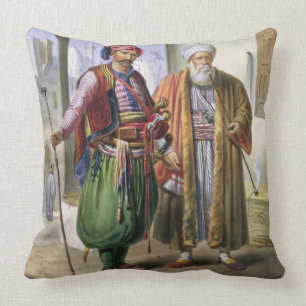 En Janissary och en köpman i Cairo, illustration Kudde