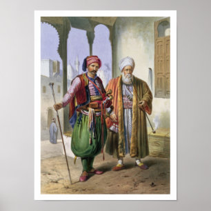 En Janissary och en köpman i Cairo, illustration Poster
