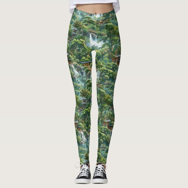 En japansk Garden med Serene Falls Leggings (Framsida)