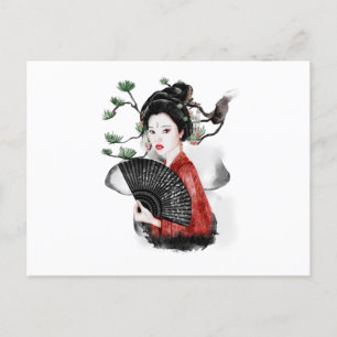 En japansk geishas skönhet vykort