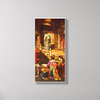 En japansk prinsessa som går på kyrkoväggskonst canvastryck