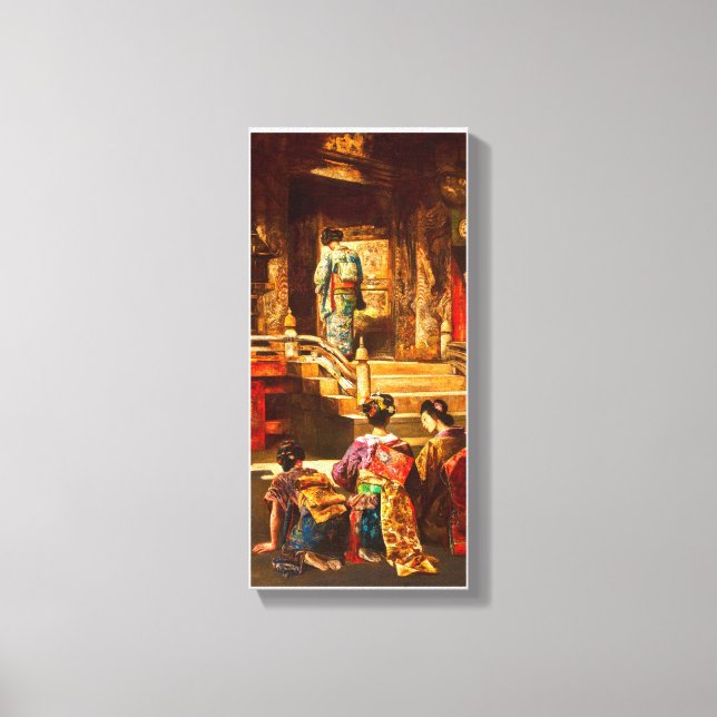 En japansk prinsessa som går på kyrkoväggskonst canvastryck (Framsida)