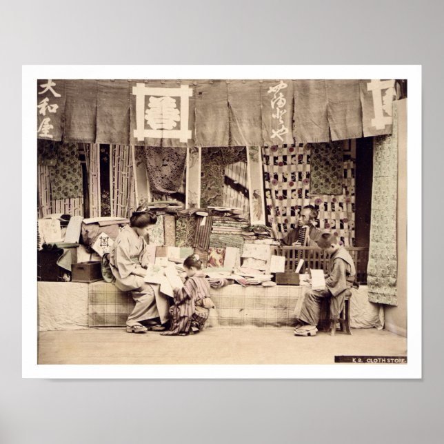 En japansk trasa-butik, c.1890 (färgad-hett) poster (Framsidan)