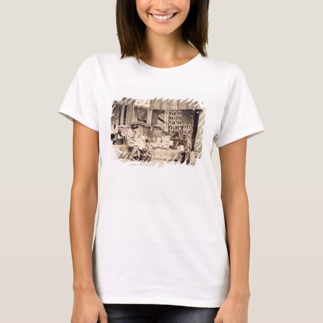 En japansk trasa-butik, c.1890 (färgad-hett) tee (Framsida)