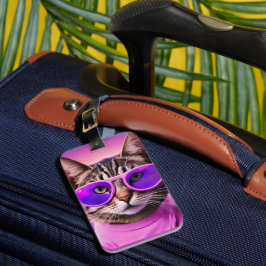 En jazzy-katt i lavender fält bagagebricka