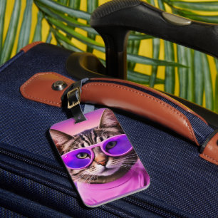 En jazzy-katt i lavender fält bagagebricka