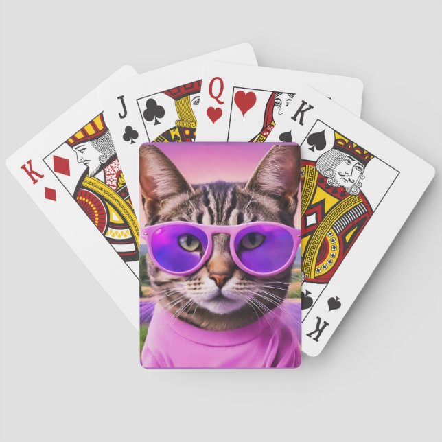 En jazzy-katt i lavender fält casinokort (Baksidan)