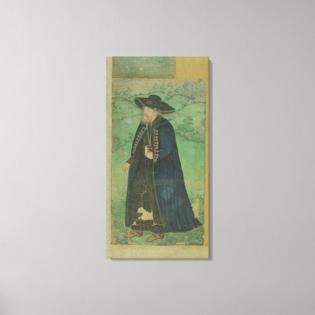 En jesuitpräst, inskriven på persiska: "Jahangir S Canvastryck (Framsida)