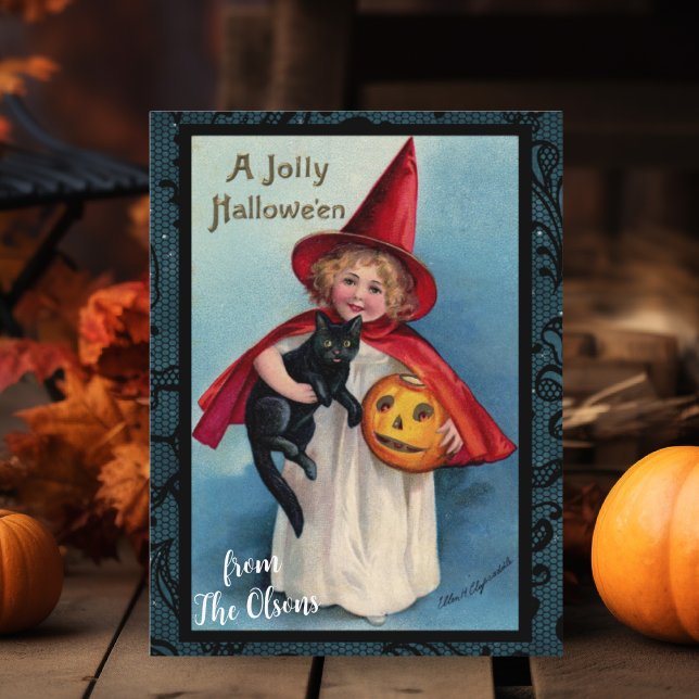 En Jolly Halloween Anpassningsbar Vintage Vykort (A Jolly Halloween Custom Vintage Postcard - Just add your name or special wording.)