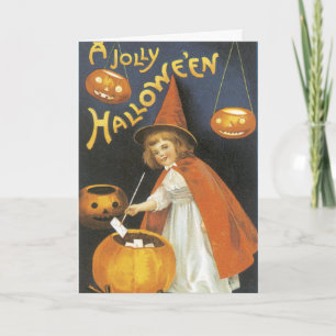 En Jolly Halloween Witch, Cute Vintage Kort