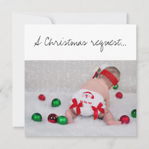 En jul gudföräldrar förslagsbaby med blöja kort