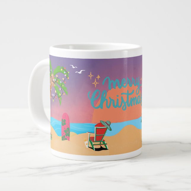 En jul-solnedgång i Beach Jumbo Mugg (Framsida vänster)