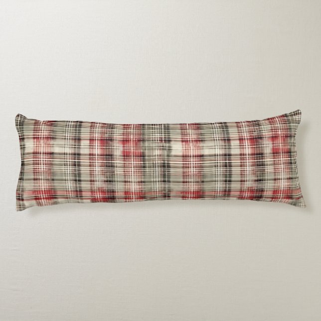 En jul tartan blommig design serie #2 kroppskudde (Baksidan)