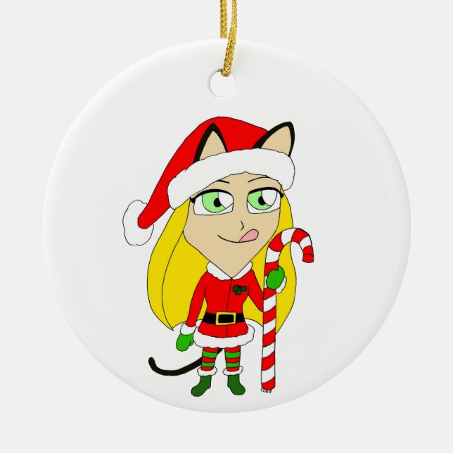 en julchibi catgirl Ceramic Ornament (Framsidan)
