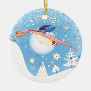 En juldrake julgransprydnad keramik