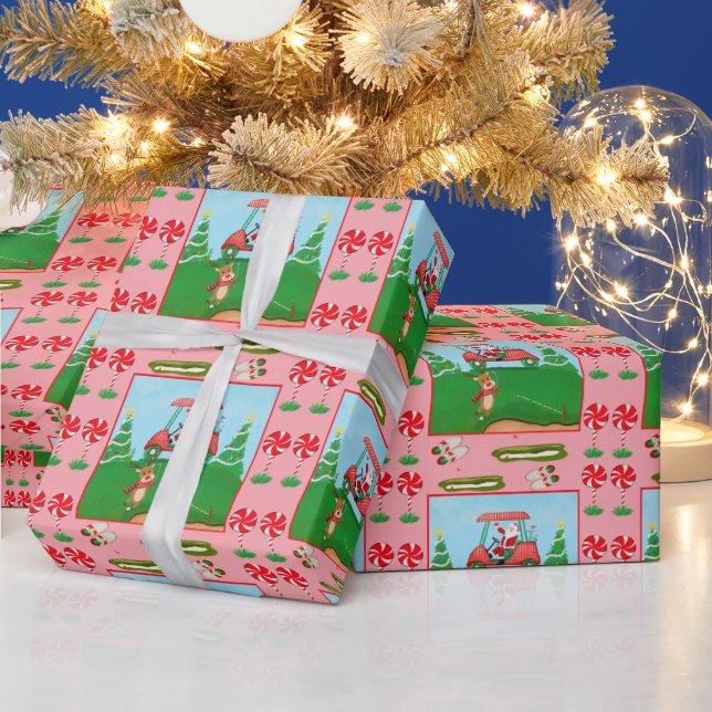 En julig golfrunda med Tomte och renar Presentpapper (Helgdagar)