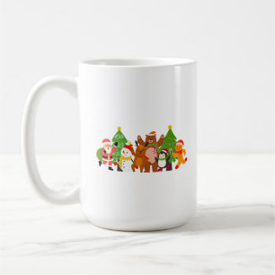En julkaraktärsbesättning kaffemugg