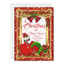 En julklapp av flickpojken Baby Shower Red Guld AA