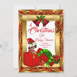 En julklapp Graf Baby Shower Red Guld AA2 Inbjudningar