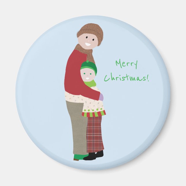 En julomfamning rund magnet (Framsidan)
