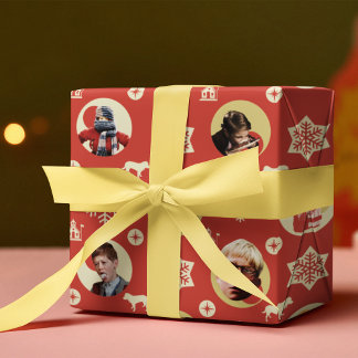 En julsaga Retro Snowflake Mönster Presentpapper