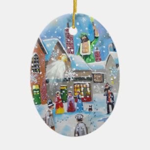 en julsång Scrooge och den tre spöken Julgransprydnad Keramik