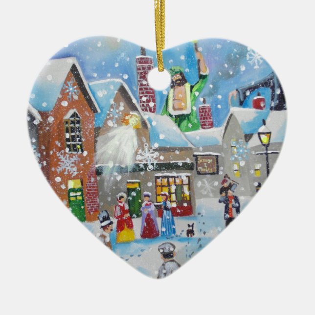 en julsång Scrooge och den tre spöken Julgransprydnad Keramik (Framsidan)