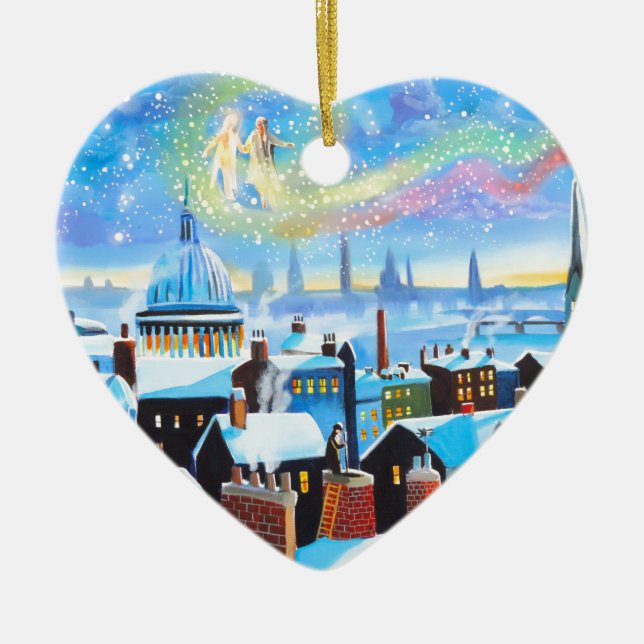 En julsång Scrooge och spöke av förflutna Julgransprydnad Keramik (Framsidan)