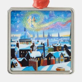 En julsång Scrooge och spöke av förflutna Julgransprydnad Metall