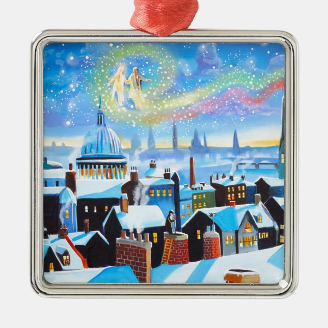 En julsång Scrooge och spöke av förflutna Julgransprydnad Metall (Framsidan)