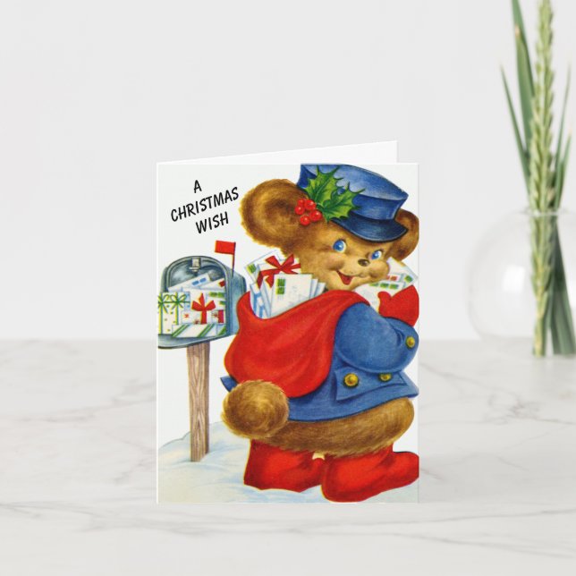 En jultomte Helgdag Postman Bear Helgkort (Framsida)
