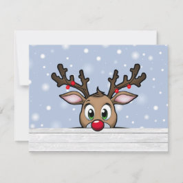 En jultomte med röd näsa julkort