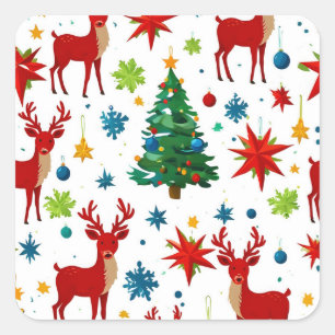 En jultomte Mönster Digital Art Fyrkantigt Klistermärke