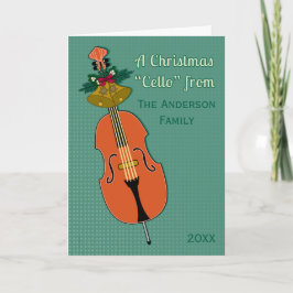 En julvioloncell tillfogar namn och daterar helgkort