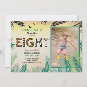 En Jungle 8:e Födelsedagsfesten 8 Safari ZOO Photo Inbjudningar
