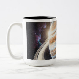 En Jupiter med ringar Två-Tonad Mugg
