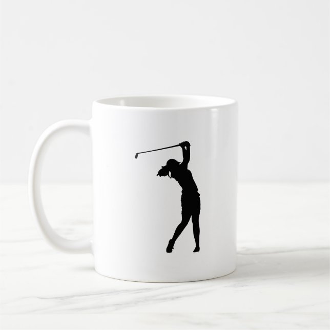 En kaffekopp med en golf silhuett design, en gåva (Vänster)